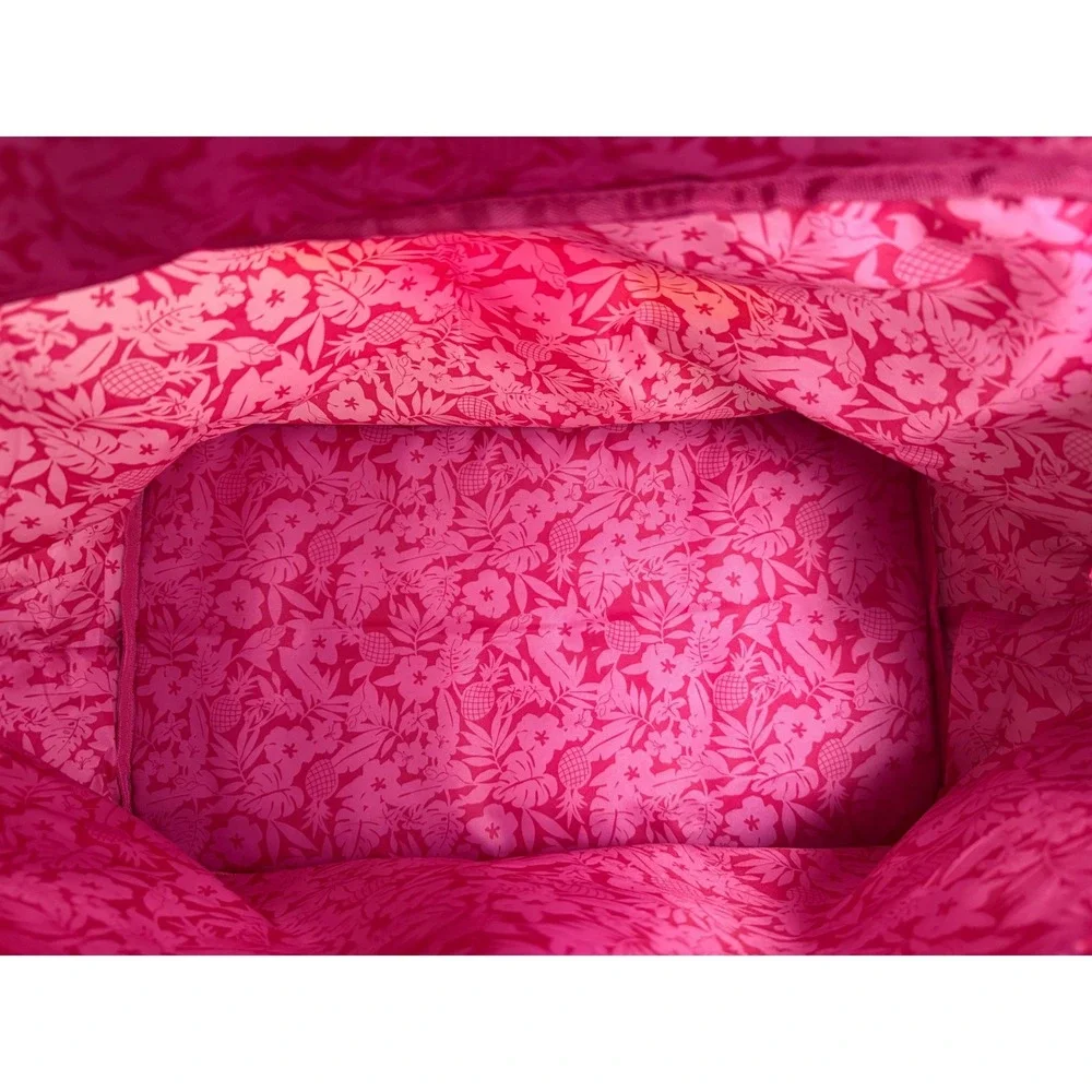 Tupperware Tropical Hibiscus Insulated Cooler Tote Beach Bag Large Green Pink